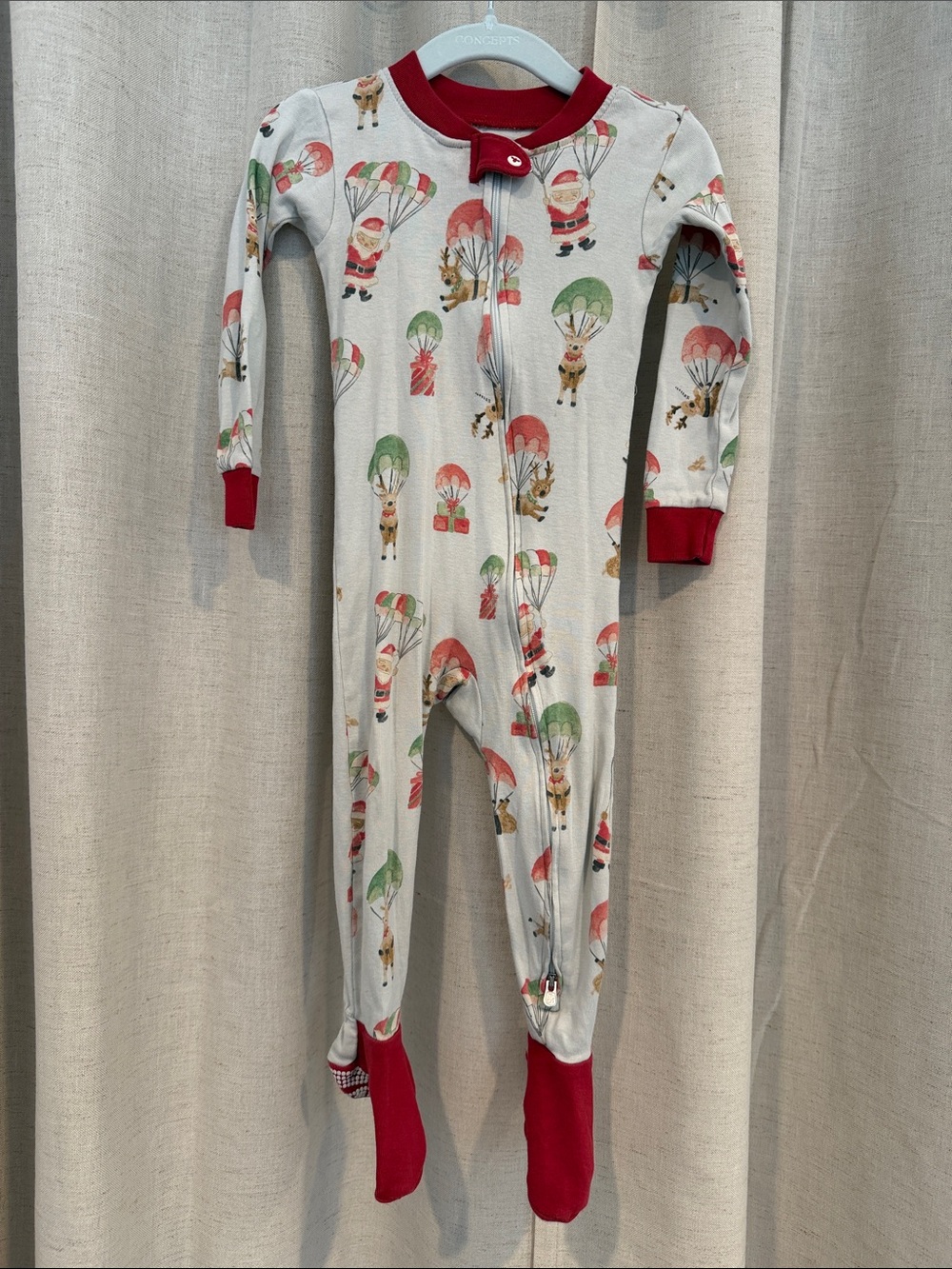 Burt's Bees Baby Holiday Parachute Santa &Reindeer Footed Pajamas Organic Cotton